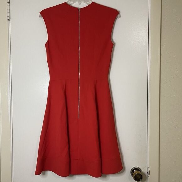 NWOT VICTORIA BECKHAM red orange sleeveless a line mini flare dress size US 6 - Picture 7 of 7
